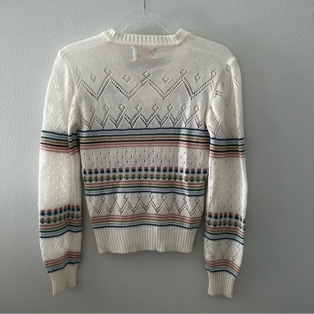 Womens Vintage Grandma Sweater Sz M V Neck Floral Cottagecore - Picture 7 of 12